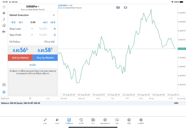 แอพ MT5 Exness 0.06 lot EURGBPm