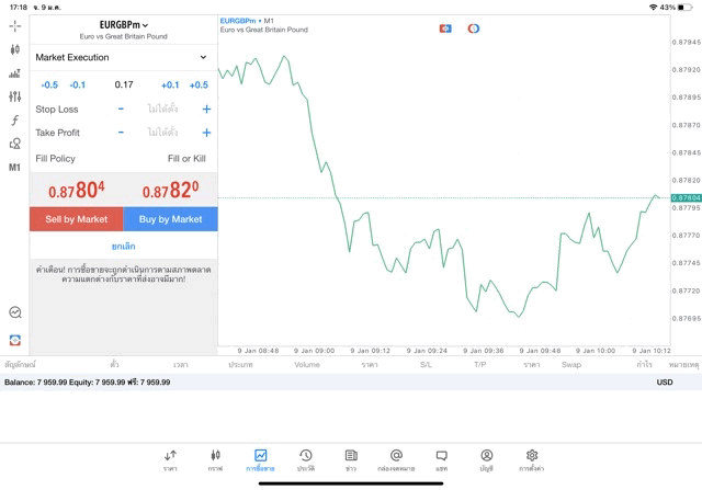 แอพ MT5 Exness 0.17 lot EURGBPm